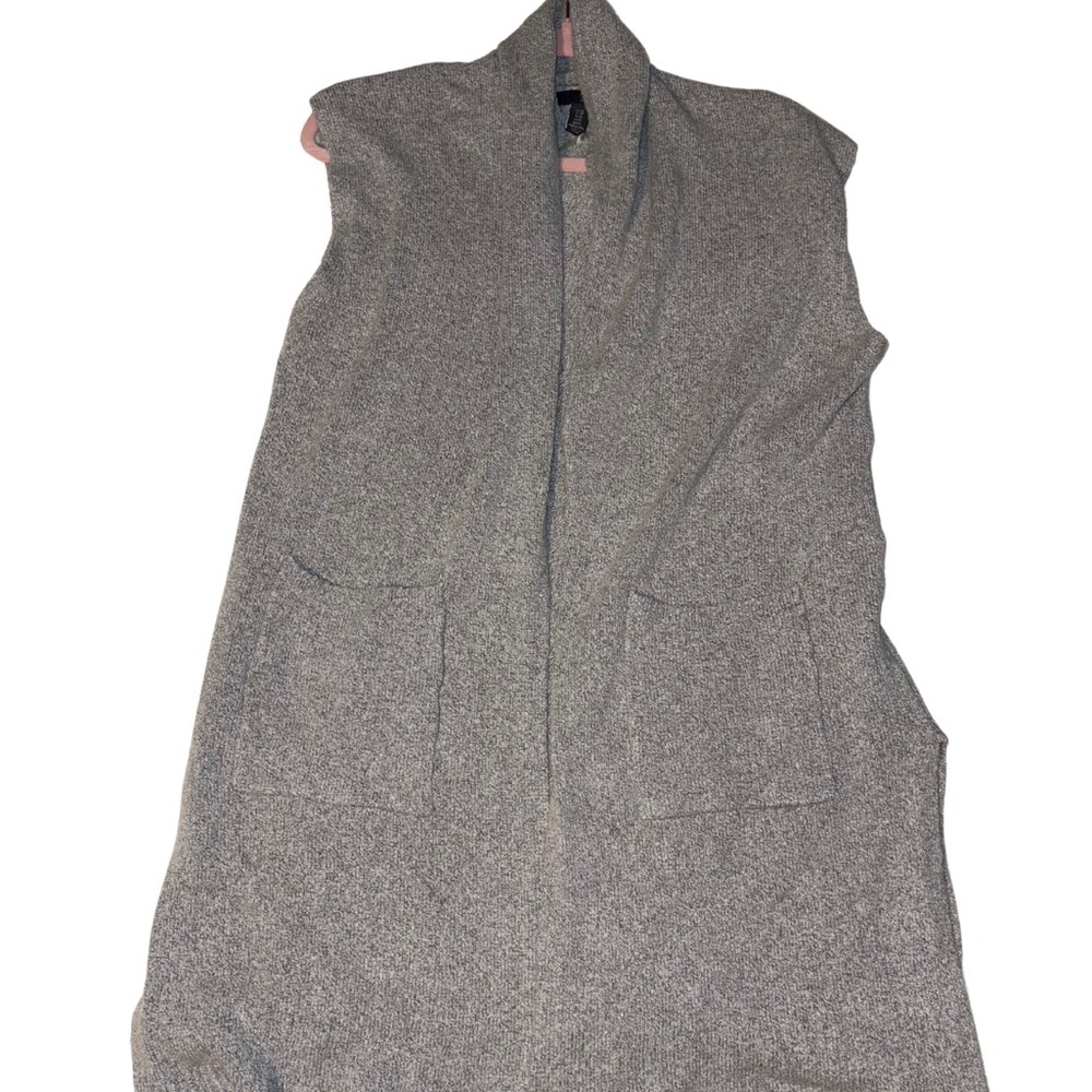 GAP Gray Cardigan Long Sweater Vest Open Front, NWOT